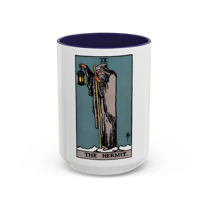 The Hermit (Tarot Card) Accent Coffee Mug-15oz-Navy-Go Mug Yourself