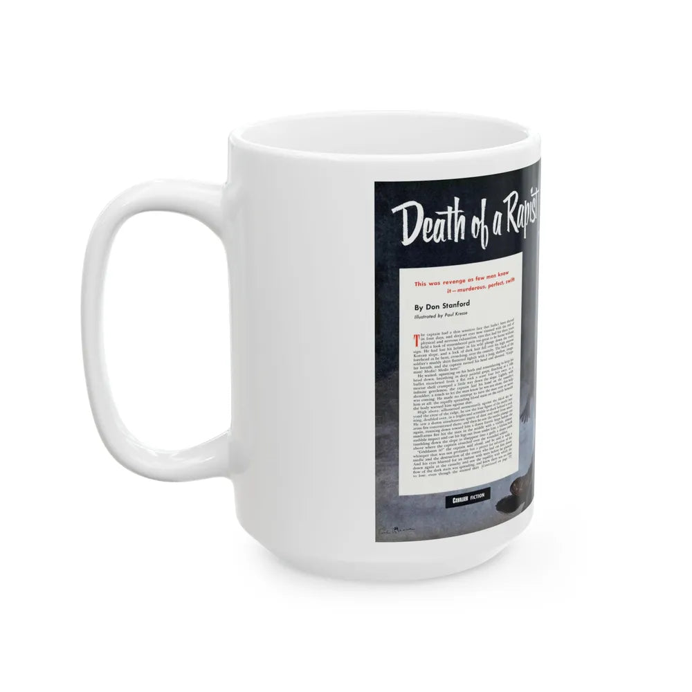 Death of a Rapist, Cavalier magazine, January 1953 - White Coffee Mug-Go Mug Yourself