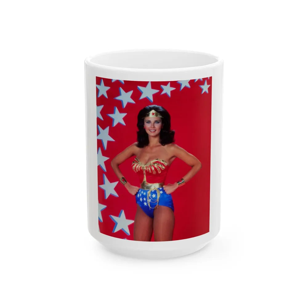 Lynda Carter #253 (Vintage Female Icon) White Coffee Mug-15oz-Go Mug Yourself