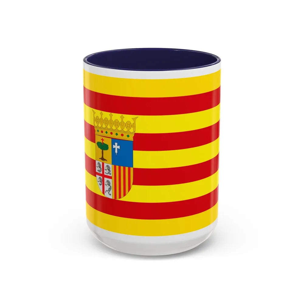 Flag of Aragon Spain - Accent Coffee Mug-15oz-Navy-Go Mug Yourself