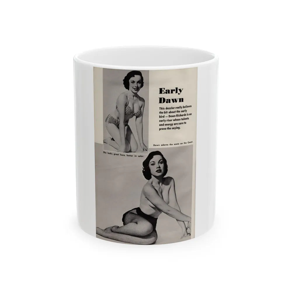 Dawn Richard #82 - [Pages 72] Including Pages 2 of 2 with, 2 B&W Pin-Up Photos plus 3 Caption from PICTURE SCOPE Digest Mag. May '57 (Vintage Female Icon) White Coffee Mug-11oz-Go Mug Yourself