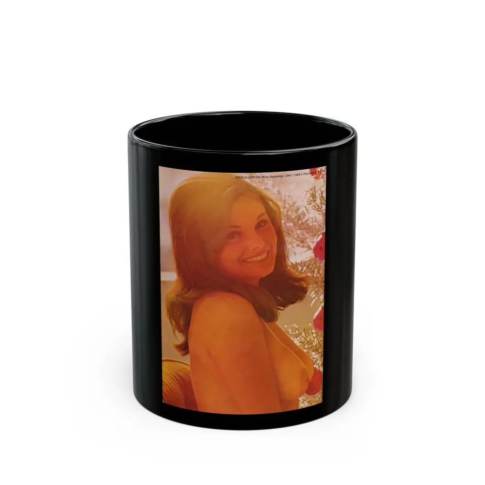 Victoria Vetri #99 - Topless (Vintage Female Icon) Black Coffee Mug-11oz-Go Mug Yourself