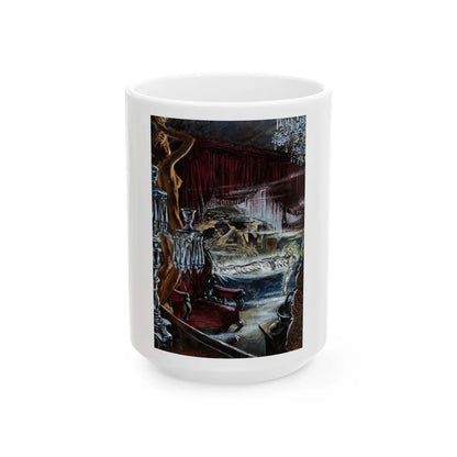 Ghost in Bedroom - White Coffee Mug-15oz-Go Mug Yourself