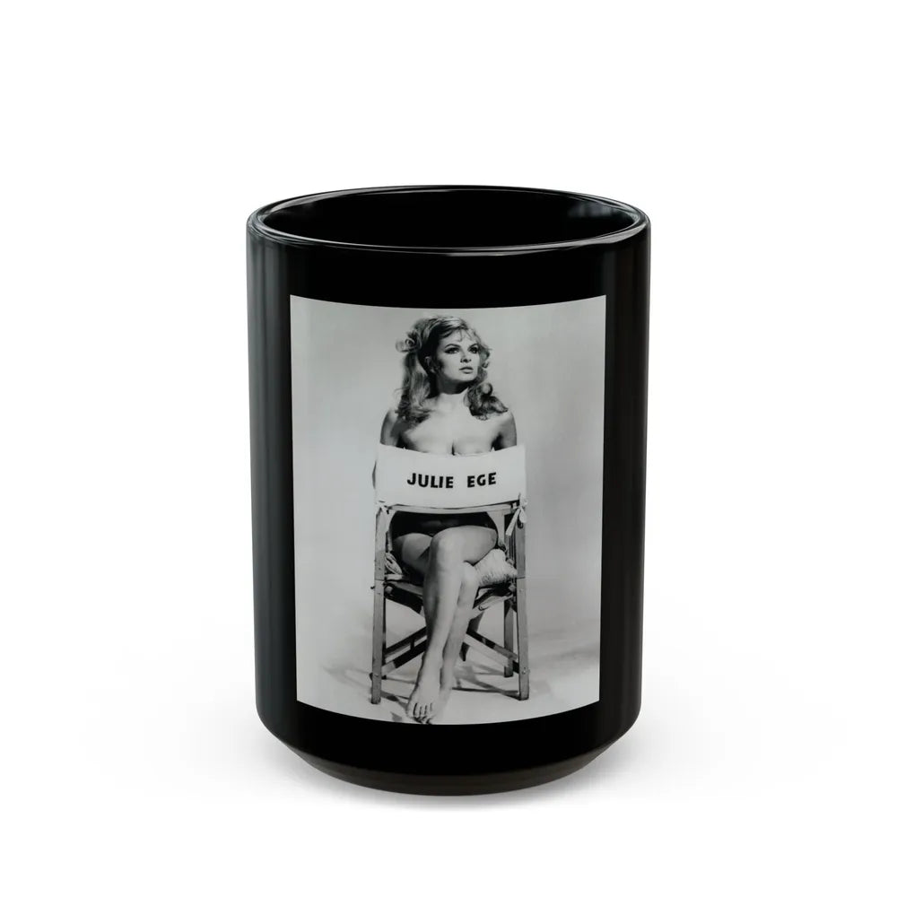 Julie Ege #269 - 8x10 B&W Full Body Semi Nude from 70's via a HQ (Vintage Female Icon) Black Coffee Mug-15oz-Go Mug Yourself