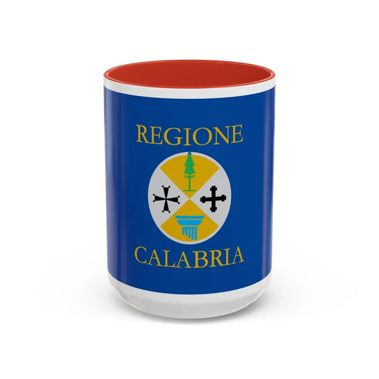 Flag of Calabria Italy - Accent Coffee Mug-15oz-Red-Go Mug Yourself