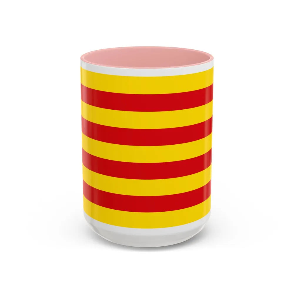 The Senyera the Flag of Catalonia Spain - Accent Coffee Mug-15oz-Pink-Go Mug Yourself