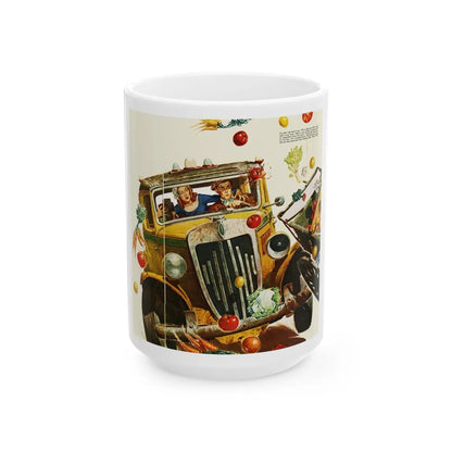 Driving Lesson Gone Bad, Collier's magazine, 1946 - White Coffee Mug-15oz-Go Mug Yourself