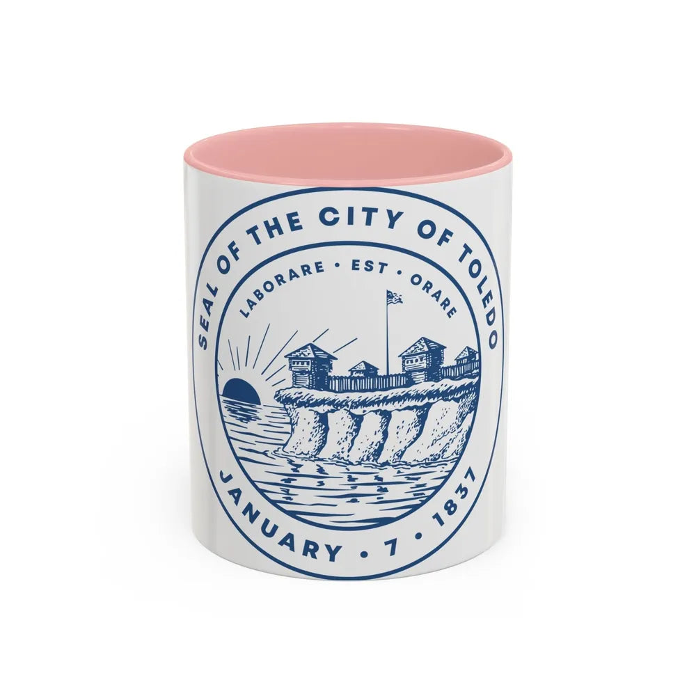 Seal of Toledo Ohio - Accent Coffee Mug-11oz-Pink-Go Mug Yourself