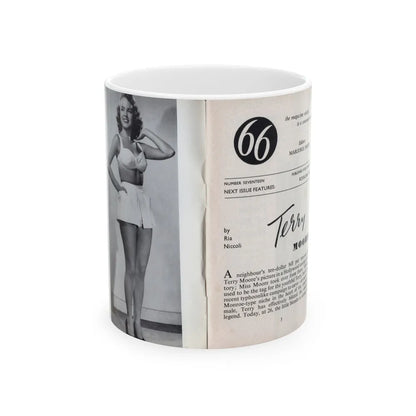 Terry Moore #436 - 66 PHTOTOGRAPHS OF Terry MOORE U.K. Pocket Mag. Inside Front Cover Pages 2 & 3 (Vintage Female Icon) White Coffee Mug-11oz-Go Mug Yourself