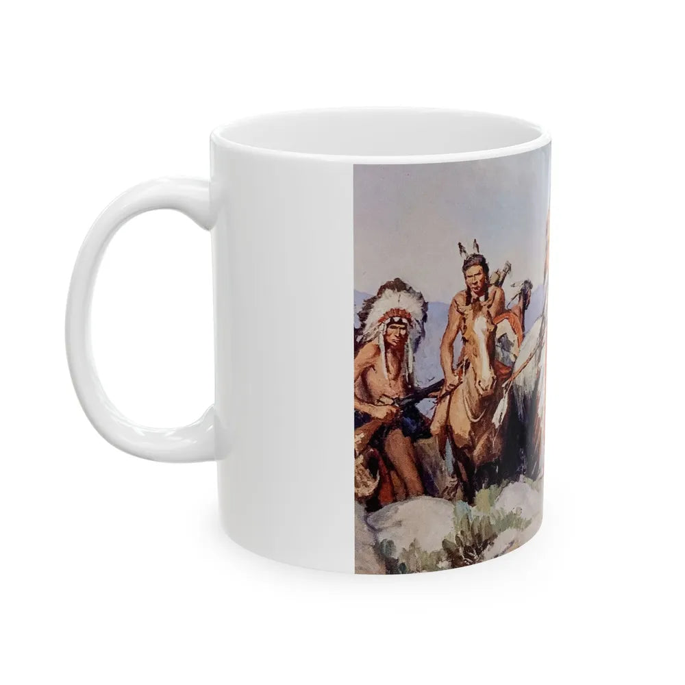 Crow Chief and Warriors, The Saturday Evening Post, November 30, 1929 - White Coffee Mug-Go Mug Yourself