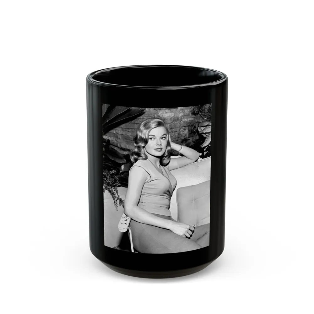 Leslie Parrish #221 (Vintage Female Icon) Black Coffee Mug-15oz-Go Mug Yourself