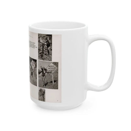 Dawn Richard #70 - [Pages 66 & 67] Including 2 Pages & 7 B&W Photos with Caption from DUDE Mag. '57 (Vintage Female Icon) White Coffee Mug-Go Mug Yourself