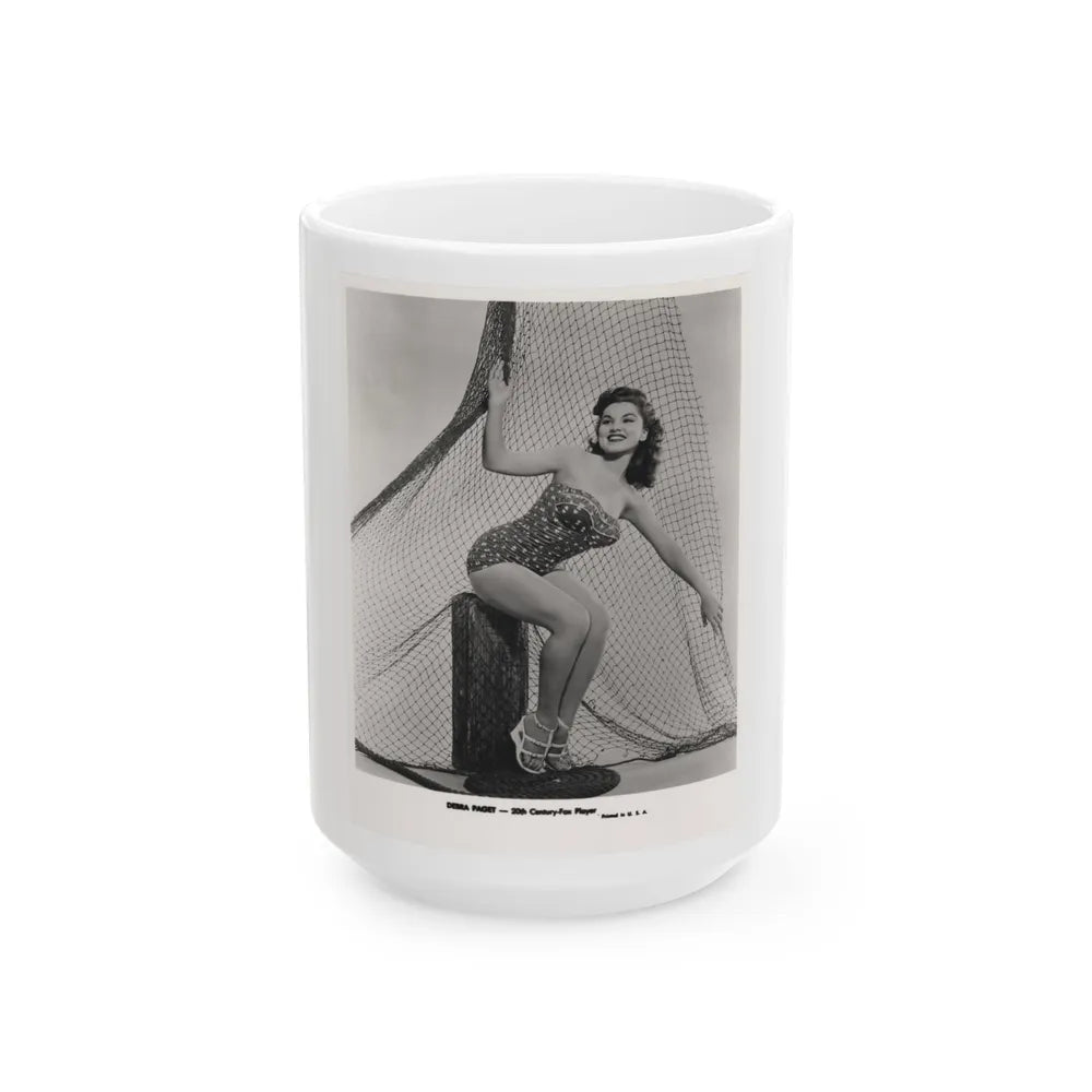 Debra Paget #612 - 8x10 B&W Full Body Pin-Up Promo Photo circa 50's (Vintage Female Icon) White Coffee Mug-15oz-Go Mug Yourself