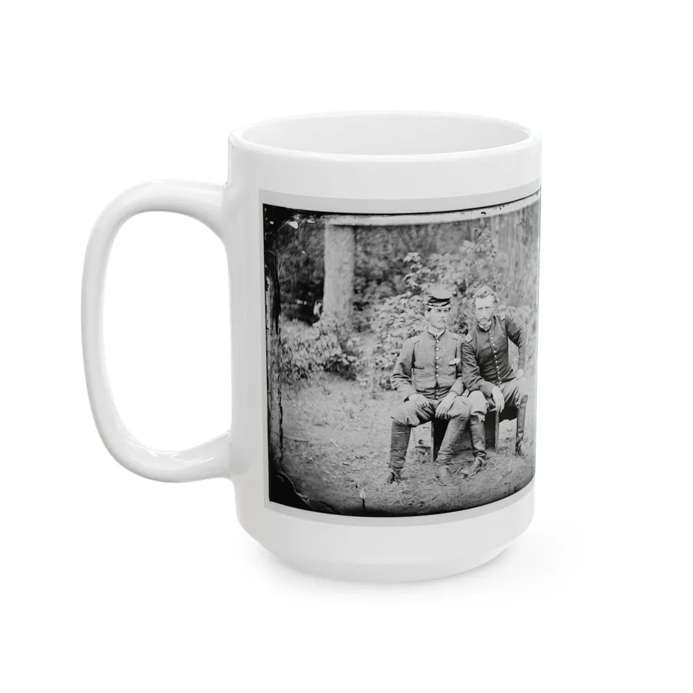 Fair Oaks, Va. Lt. James B. Washington, A Confederate Prisoner, With Capt. George A. Custer Of The 5th Cavalry, U.S.A. (U.S. Civil War) White Coffee Mug-Go Mug Yourself