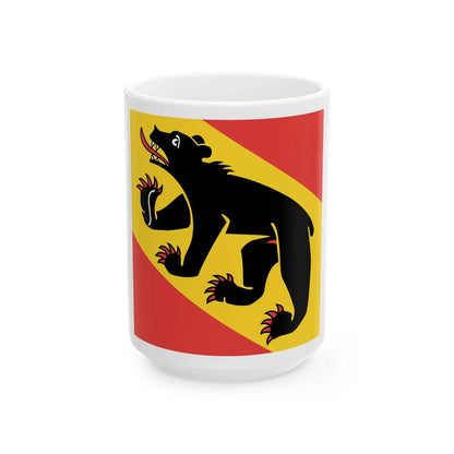 Flag of Canton of Bern Switzerland - White Coffee Mug-15oz-Go Mug Yourself