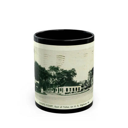 Cooks Court East of Tulsa on U S Highway 66 (Greeting Postcards) Black Coffee Mug-11oz-Go Mug Yourself