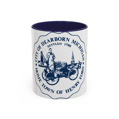 Seal of Dearborn Michigan - Accent Coffee Mug-11oz-Navy-Go Mug Yourself