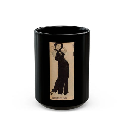 Jane Russell #197 - Glamour Dreess Clipping from Movie Star Magazine Circa 1950's (Vintage Female Icon) Black Coffee Mug-15oz-Go Mug Yourself