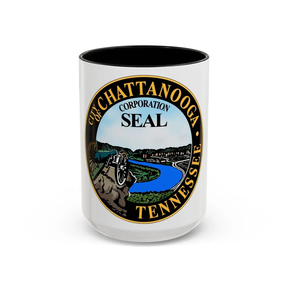 Seal of Chattanooga Tennessee - Accent Coffee Mug-15oz-Black-Go Mug Yourself