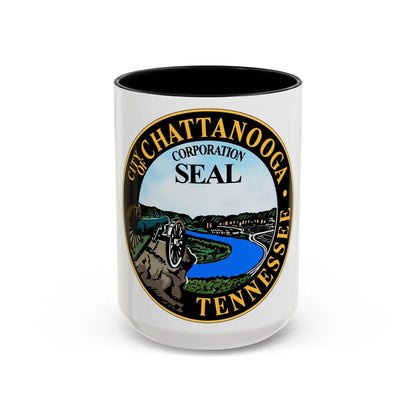 Seal of Chattanooga Tennessee - Accent Coffee Mug-15oz-Black-Go Mug Yourself