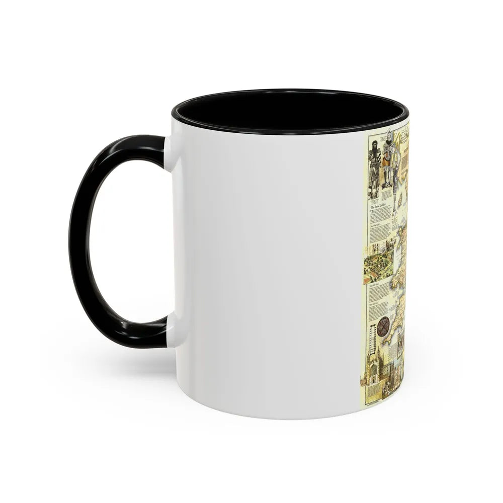 England - Medieval (1979) (Map) Accent Coffee Mug-Go Mug Yourself