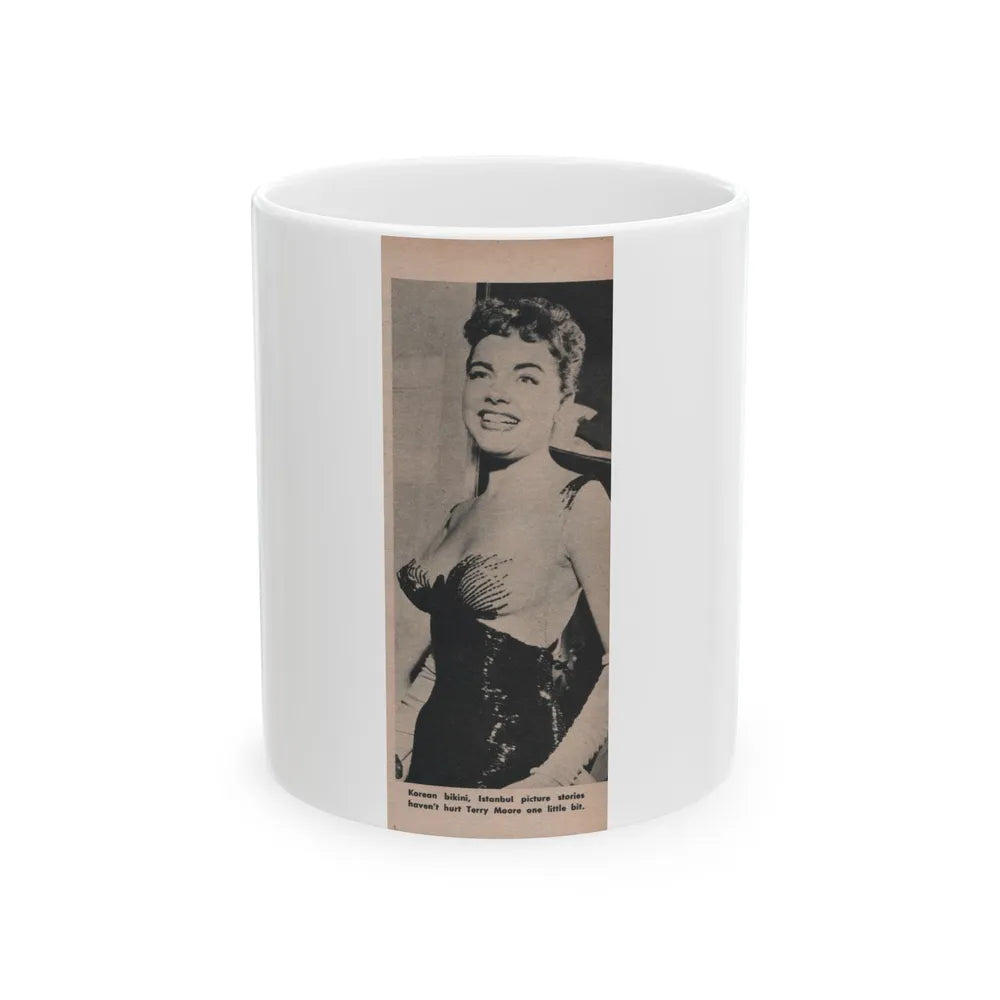 Terry Moore #597 - Picture Digest Mag. Dec. '56 - 1 B&W Photo (Vintage Female Icon) White Coffee Mug-11oz-Go Mug Yourself