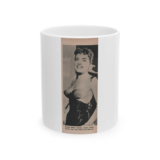 Terry Moore #597 - Picture Digest Mag. Dec. '56 - 1 B&W Photo (Vintage Female Icon) White Coffee Mug-11oz-Go Mug Yourself