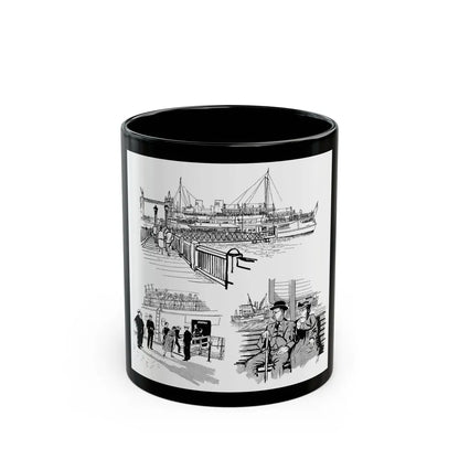 Cruising Down The River. From Courier, 1950 - Black Coffee Mug-11oz-Go Mug Yourself