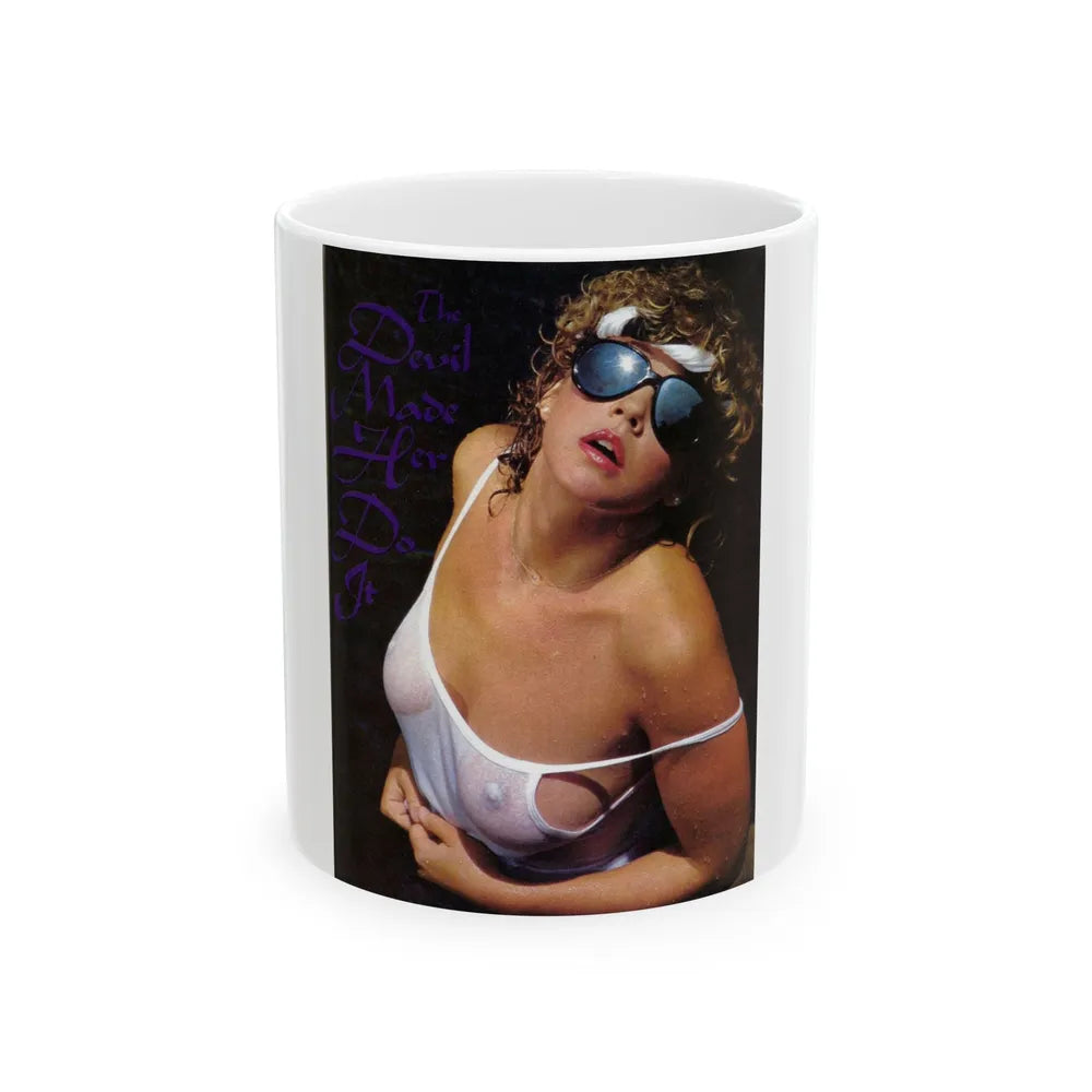 Linda Blair #313 - 1 Page, 1 Photo see through wet top from OUI Mag. October '82 (Vintage Female Icon) White Coffee Mug-11oz-Go Mug Yourself