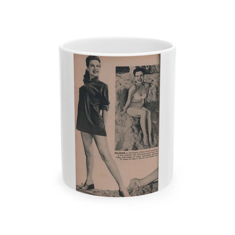 Pamela Duncan #28 - PHOTO Digest Mag. March '55 - 2 B&W Photos (Vintage Female Icon) White Coffee Mug-11oz-Go Mug Yourself