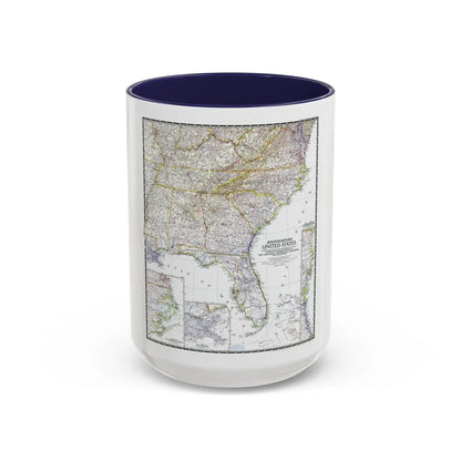 USA - Southeastern (1947) (Map) Accent Coffee Mug-15oz-Navy-Go Mug Yourself