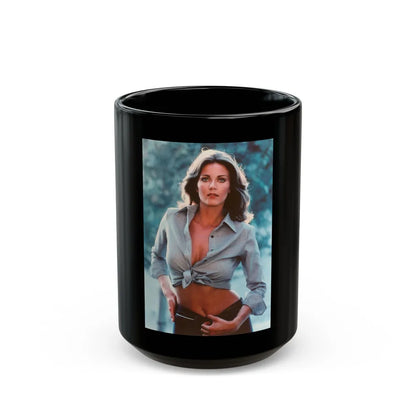 Lynda Carter #244 (Vintage Female Icon) Black Coffee Mug-15oz-Go Mug Yourself