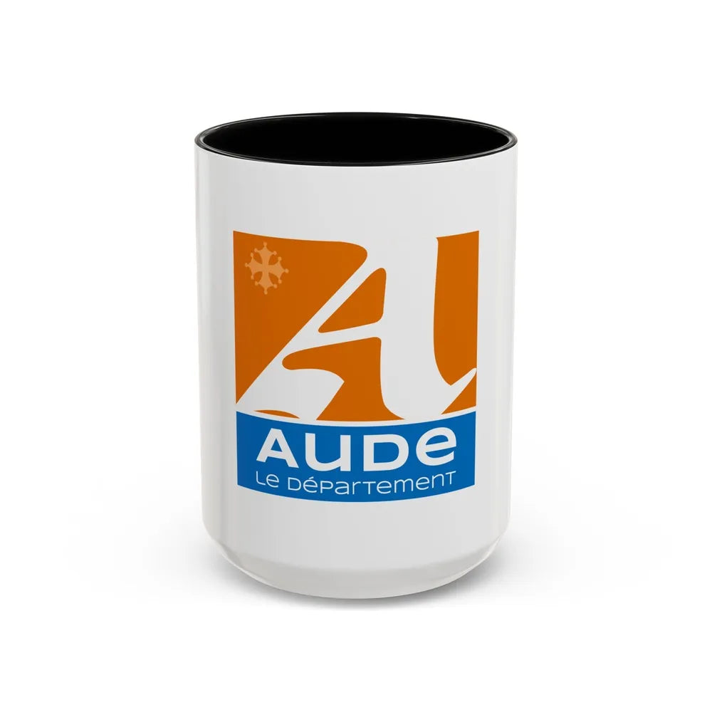 Flag of Aude France - Accent Coffee Mug-15oz-Black-Go Mug Yourself