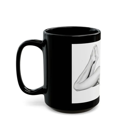 Linda Blair #172 - Nude Pencil Drawing (Vintage Female Icon) Black Coffee Mug-Go Mug Yourself