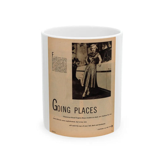 Virginia Mayo #230 - 1 Page 1 Medium Sized B&W Photo, Caption & Short Article Circa Late 40's or 50's (Vintage Female Icon) White Coffee Mug-11oz-Go Mug Yourself