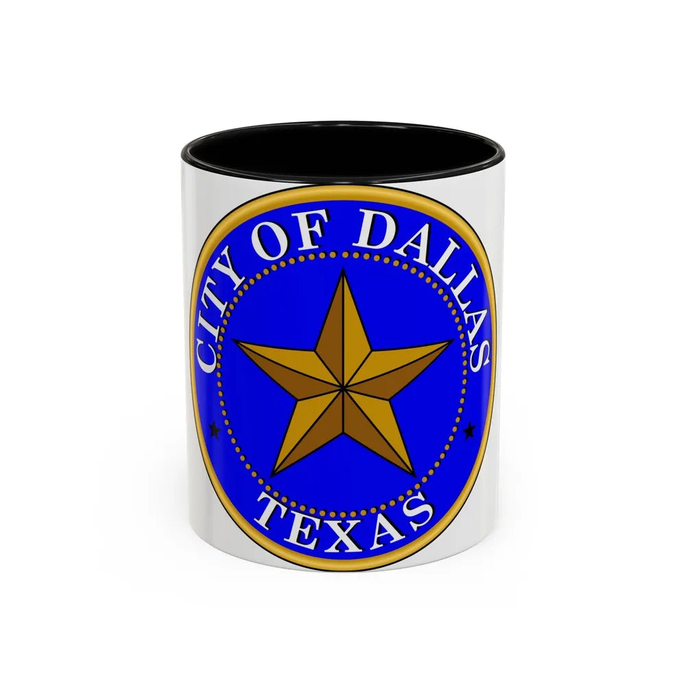 Seal of Dallas - Accent Coffee Mug-11oz-Black-Go Mug Yourself