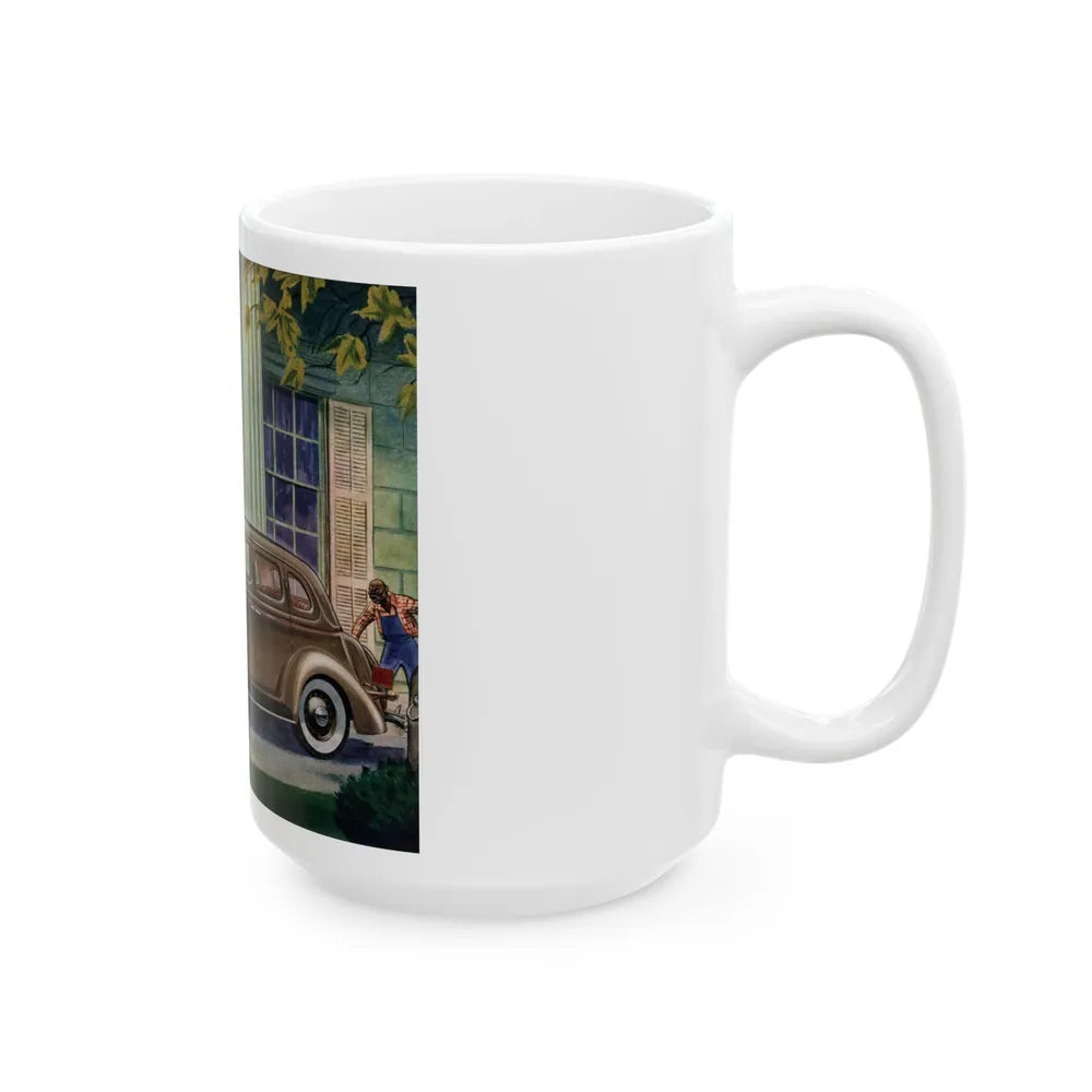 Ford V-8 for 1936 advertisement, The American Magazine, May 1936 - White Coffee Mug-Go Mug Yourself