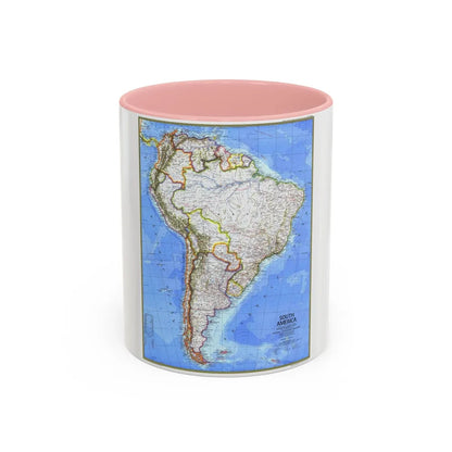 South America (1972) (Map) Accent Coffee Mug-11oz-Pink-Go Mug Yourself