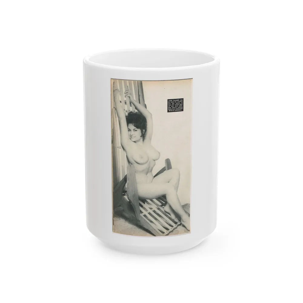 June Palmer #204 - Topless (Vintage Female Icon) White Coffee Mug-15oz-Go Mug Yourself