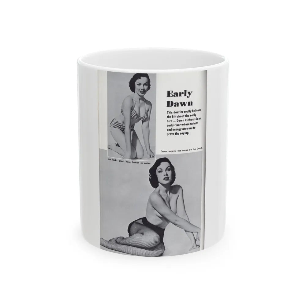 Dawn Richard #82 - [Pages 72] Including Pages 2 of 2 with, 2 B&W Pin-Up Photos plus 3 Caption from PICTURE SCOPE Digest Mag. May '57 1 (Vintage Female Icon) White Coffee Mug-11oz-Go Mug Yourself