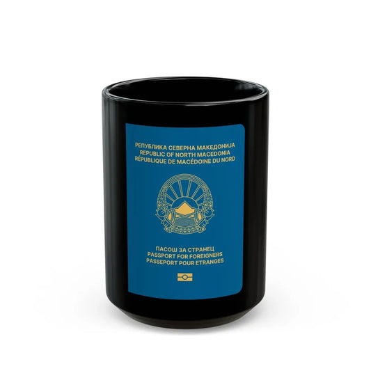 Macedonian Passport For Foreigners - Black Coffee Mug-15oz-Go Mug Yourself