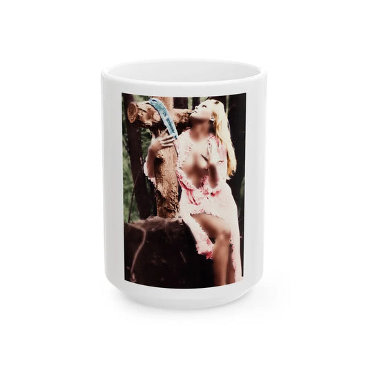 Veronica Carlson #84 - Partially Topless2 (Vintage Female Icon) White Coffee Mug-15oz-Go Mug Yourself