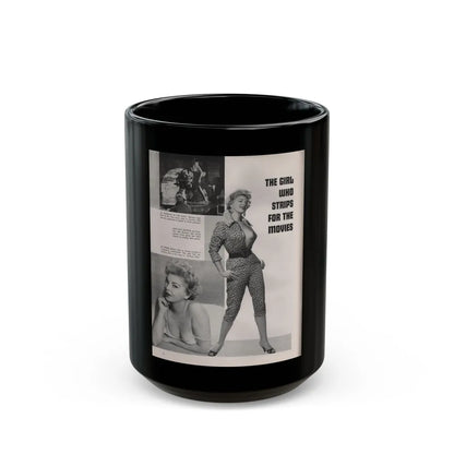 Barbara Nichols #407 - 1 Page, 3 B&W Photos & Captions from Modern Man Mag. Sept. '56 (Vintage Female Icon) Black Coffee Mug-15oz-Go Mug Yourself