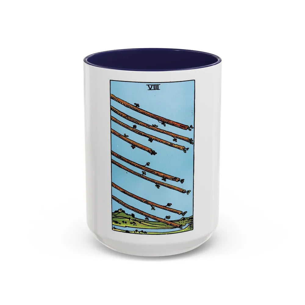 The 8 of Wands (Tarot Card) Accent Coffee Mug-15oz-Navy-Go Mug Yourself