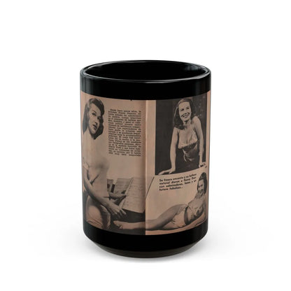 Penny Duncan #17 - [Pages 92 & 93] Pages 3 & 4 of 9 with, Penny+3 B&W Photos & 2 Captions from Fotos Digest Mag. '56 (Vintage Female Icon) Black Coffee Mug-15oz-Go Mug Yourself