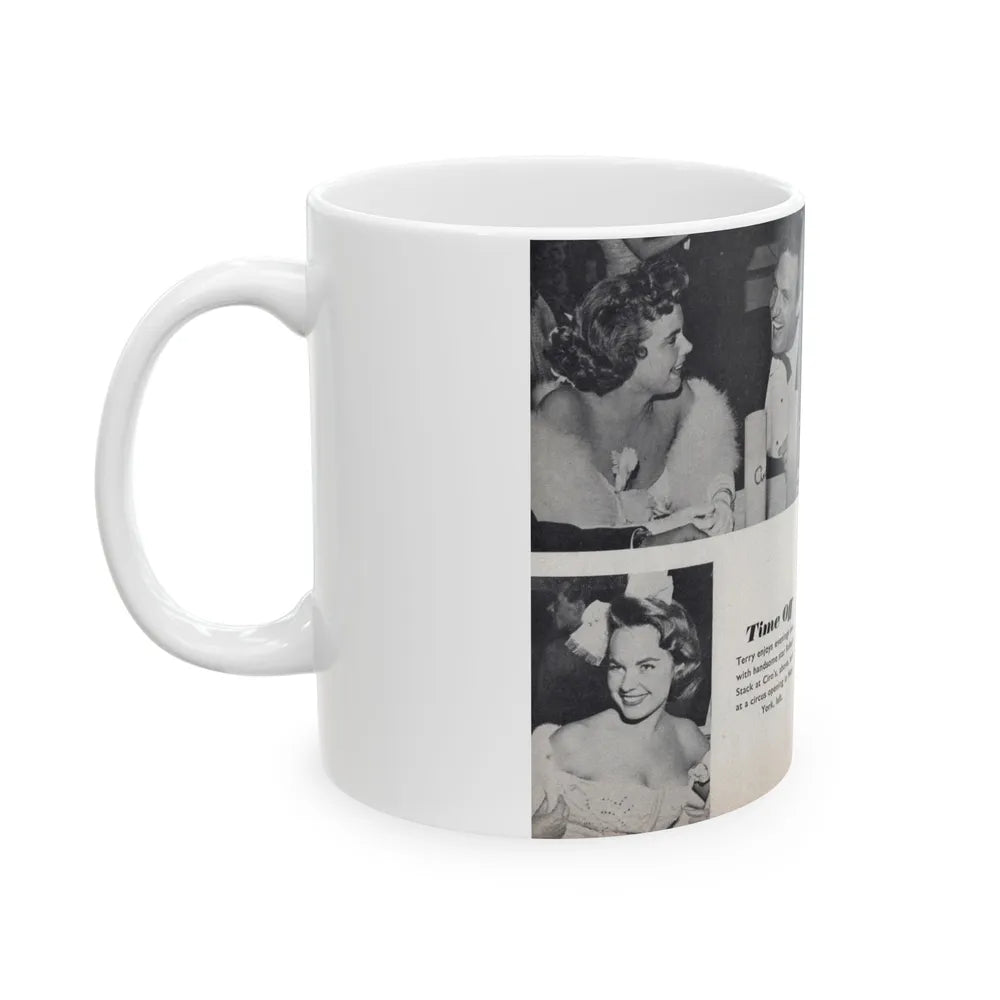 Terry Moore #463 - 66 PHOTOGRAPHS OF Terry MOORE U.K. Pocket Mag. Pages 56 & 57 (Vintage Female Icon) White Coffee Mug-Go Mug Yourself