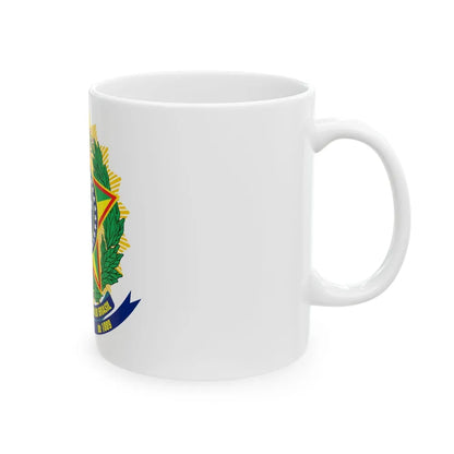 Coat of arms of Brazil (dark blue) - White Coffee Mug-Go Mug Yourself