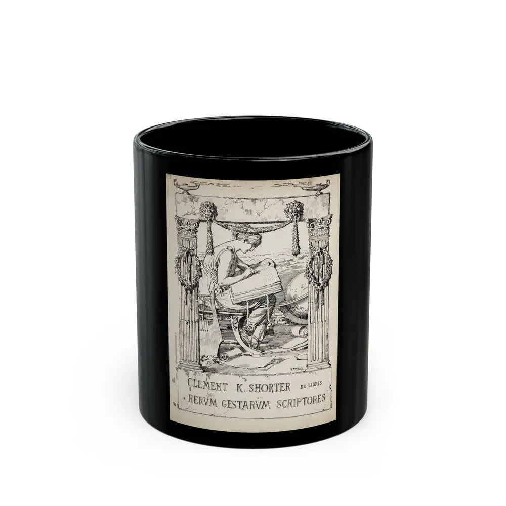 Ex Libris plate illustration - Black Coffee Mug-11oz-Go Mug Yourself