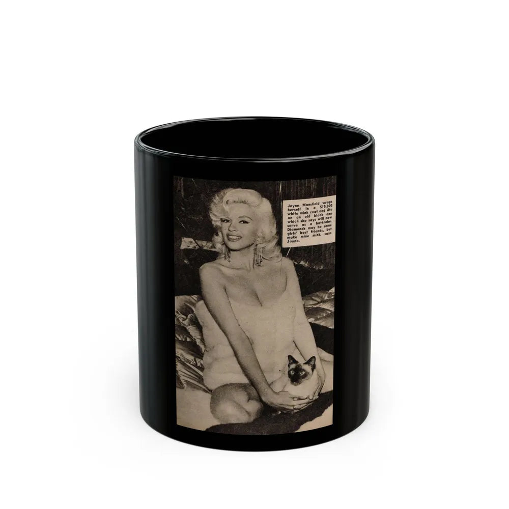 Jayne Mansfield #176 - 1 B&W Photo & Caption from PIC Digest Mag. Sept. '58 (Vintage Female Icon) Black Coffee Mug-11oz-Go Mug Yourself