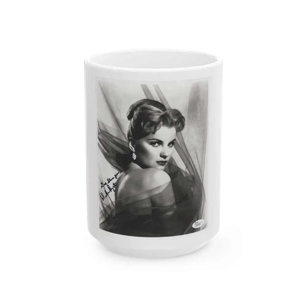 Debra Paget #04 - 8x10 B&W Glamour Portrait Upper Body Bare Shoulders Photo signed 1 (Vintage Female Icon) White Coffee Mug-15oz-Go Mug Yourself